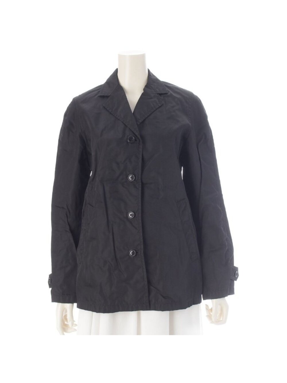 Prada Nylon Archives Mid Length Chesterfield Jacket Black
